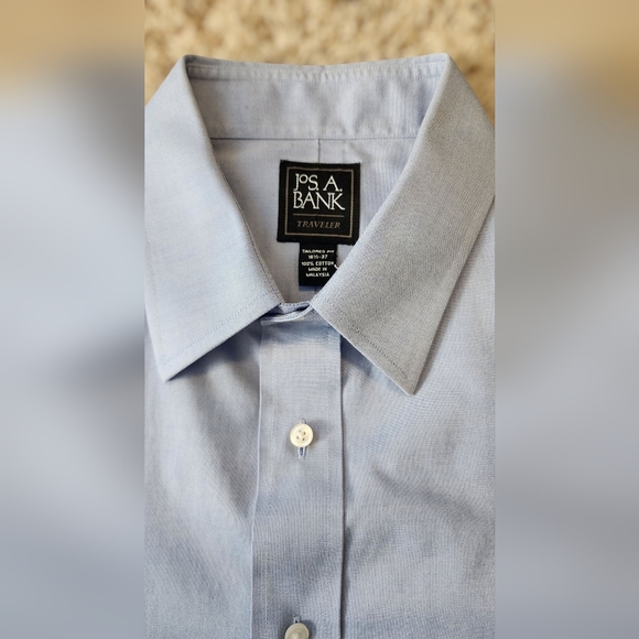 Jos. A. Bank Traveler Oxford Blue Tailored Fit 16.5 x 37 Dress Shirt - Picture 4 of 7